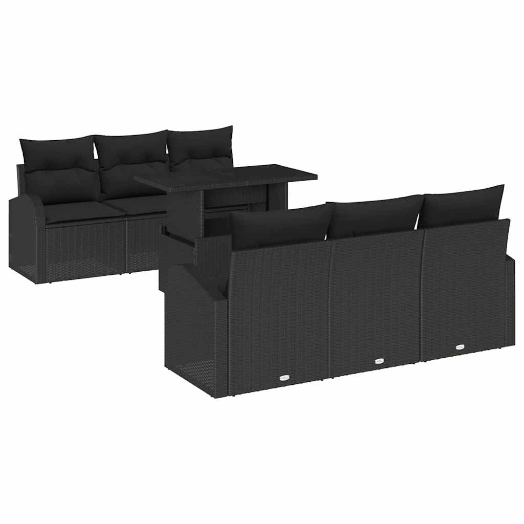 Conjunto de Sofá de Jardim Manual 7 pcs Preto 100 x 55 x 73 cm