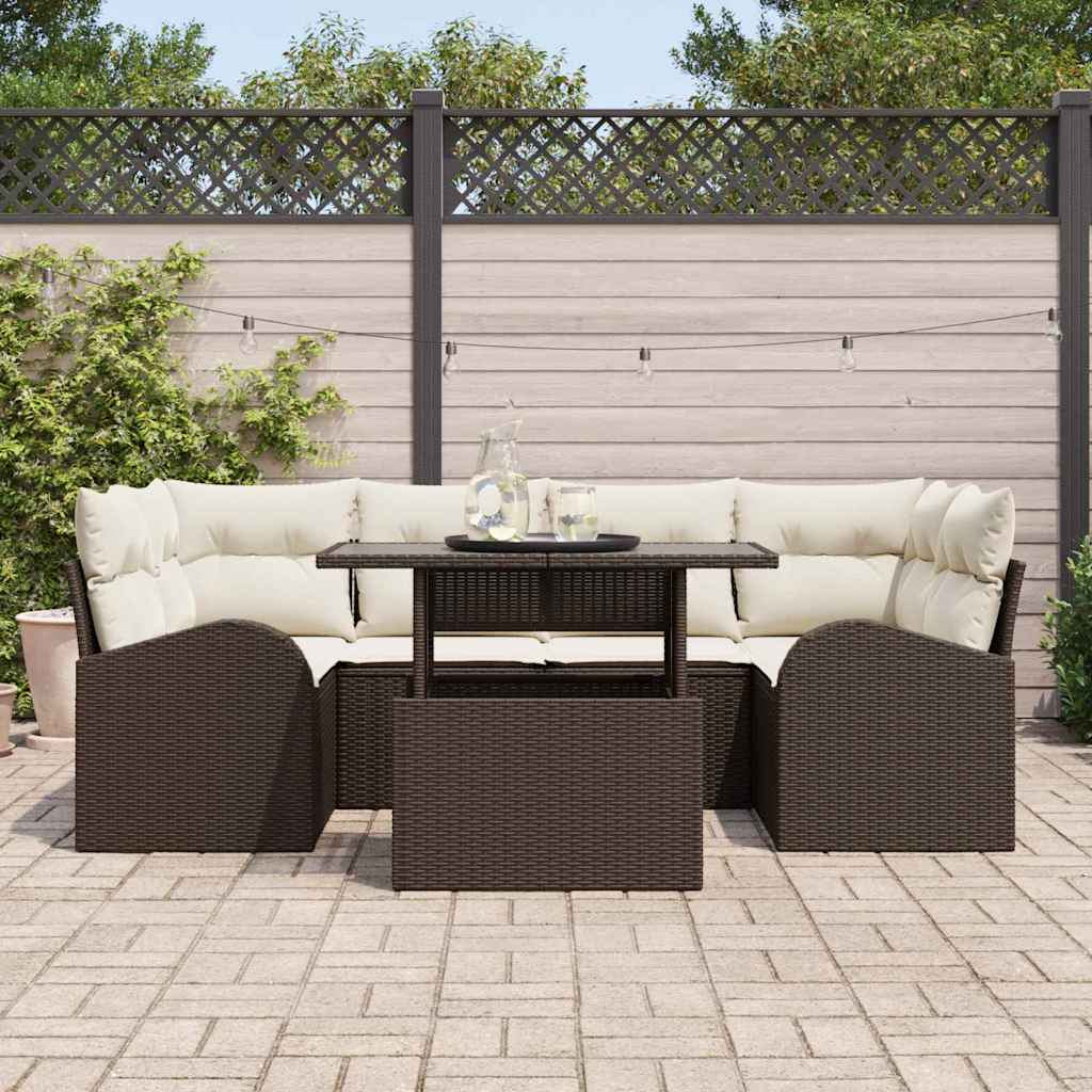 Conjunto de Sofá de Jardim 7 pcs Castanho 100 x 55 x 73 cm
