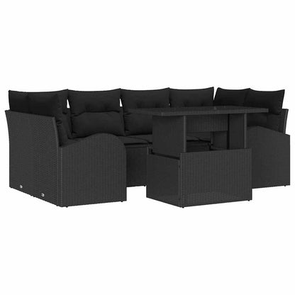 Conjunto de Sofá de Jardim Manual 7 pcs Preto 100 x 55 x 73 cm
