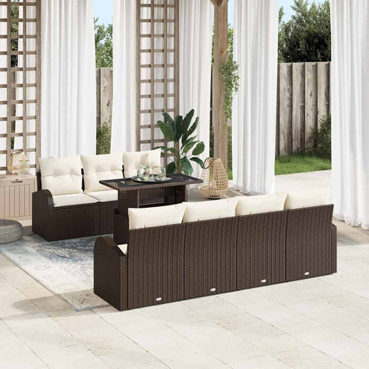 Conjunto de Sofá de Jardim 8 pcs Castanho 100 x 55 x 73 cm