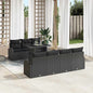 Conjunto de Sofá de Jardim Manual 8 pcs Preto 100 x 55 x 73 cm