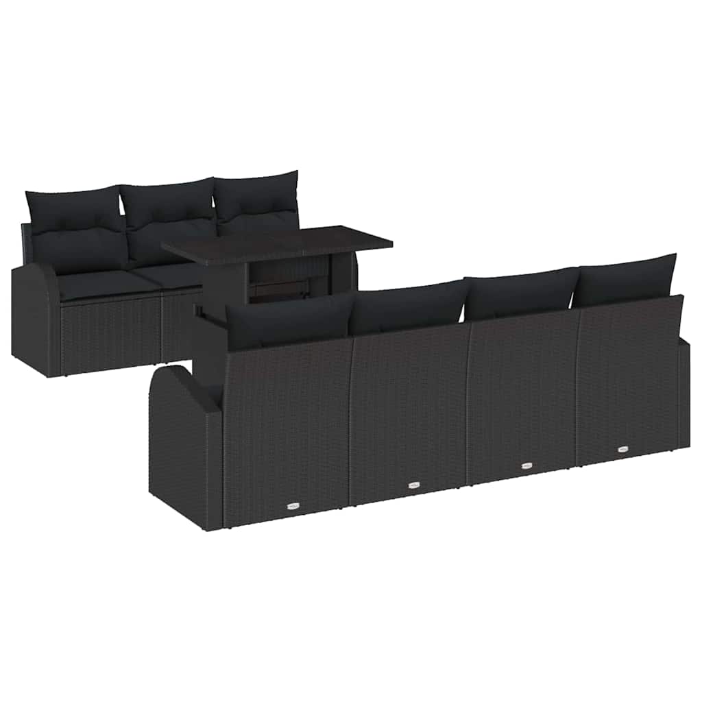 Conjunto de Sofá de Jardim Manual 8 pcs Preto 100 x 55 x 73 cm