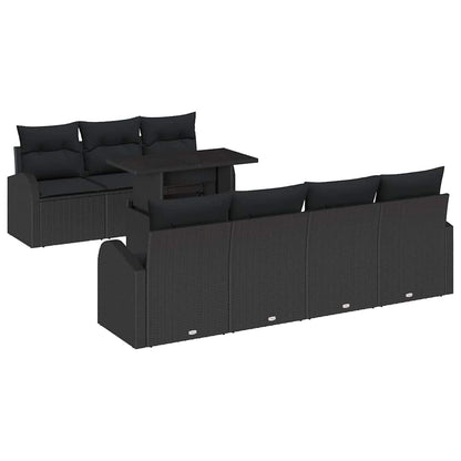 Conjunto de Sofá de Jardim Manual 8 pcs Preto 100 x 55 x 73 cm