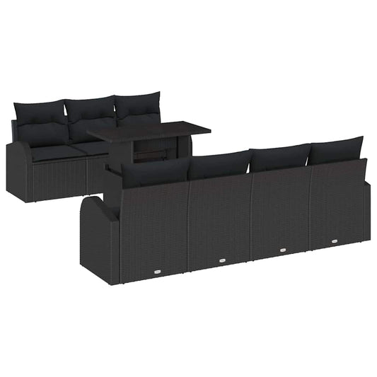 Conjunto de Sofá de Jardim Manual 8 pcs Preto 100 x 55 x 73 cm