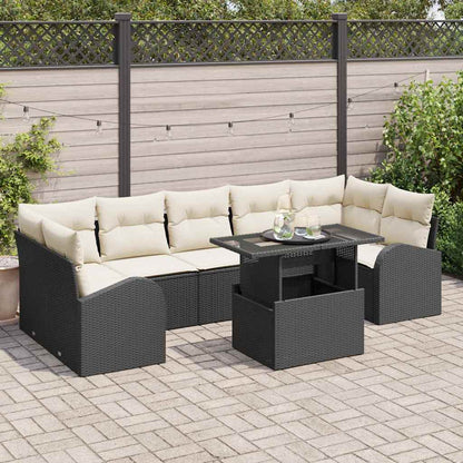 Conjunto de Sofá de Jardim Manual 8 pcs Preto 100 x 55 x 73 cm
