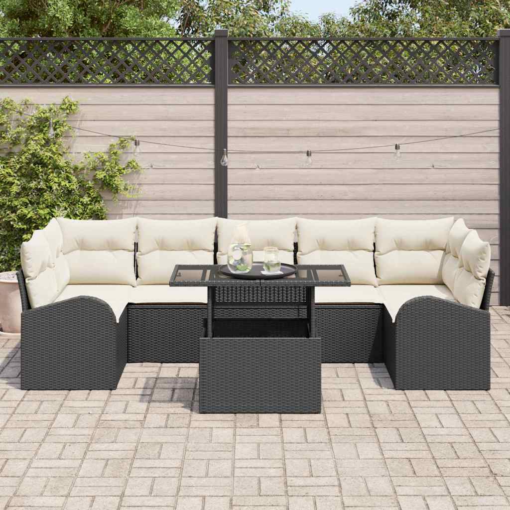 Conjunto de Sofá de Jardim Manual 8 pcs Preto 100 x 55 x 73 cm