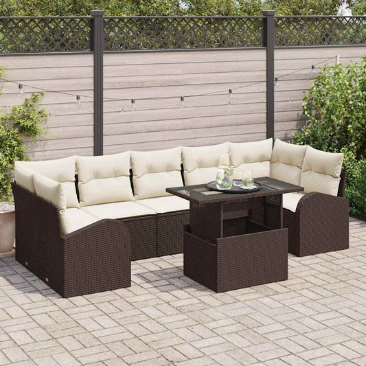 Conjunto de Sofá de Jardim 8 pcs Castanho 100 x 55 x 73 cm
