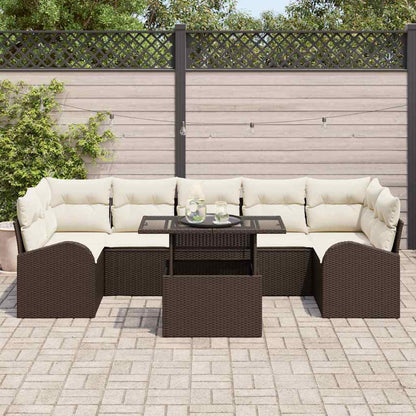 Conjunto de Sofá de Jardim 8 pcs Castanho 100 x 55 x 73 cm