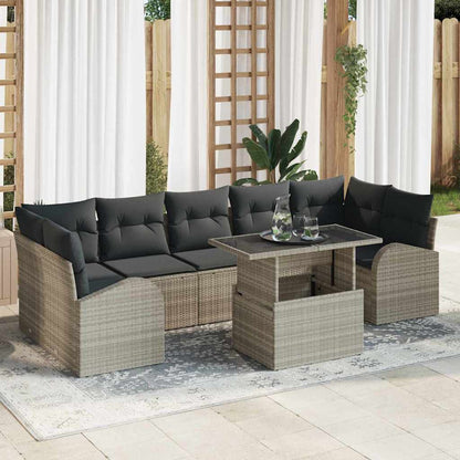 Conjunto de Sofá de Jardim com almofada 8 pcs Cinzento-claro