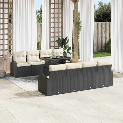 Conjunto de Sofá de Jardim Manual 9 pcs Preto 100 x 55 x 73 cm