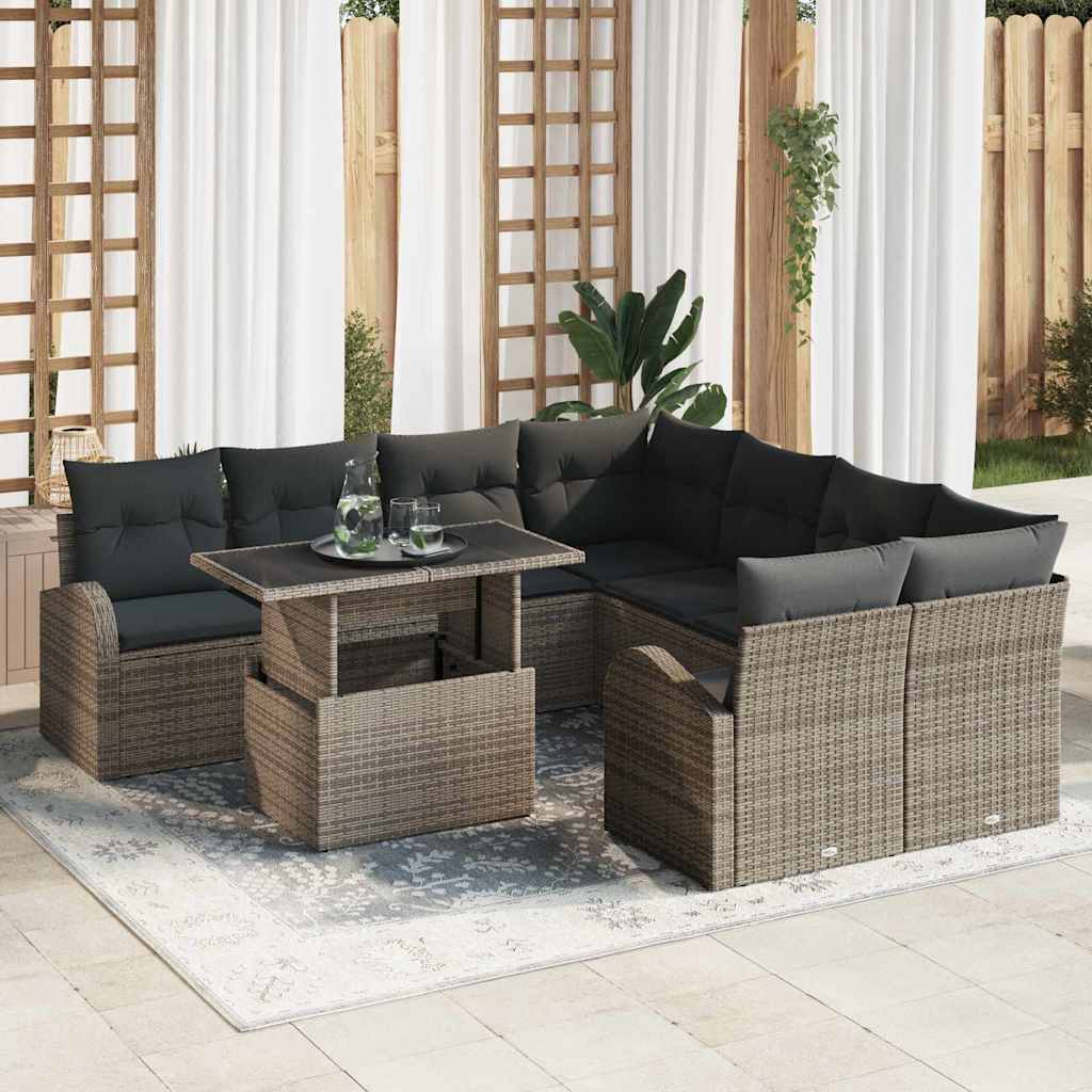 Conjunto de Sofá de Jardim 9 pcs Cinzeto 100 x 55 x 73 cm