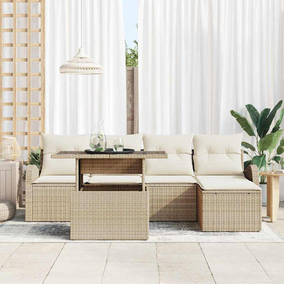 Conjunto de Sofá de Jardim 6 pcs Bege Rattan Sintético