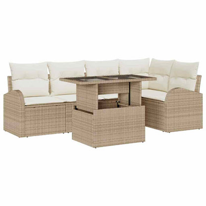 Conjunto de Sofá de Jardim Manual 6 pcs Bege Rattan Sintético