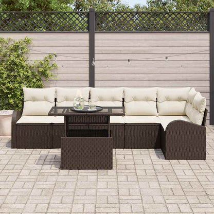Conjunto de Sofá de Jardim 7 pcs Castanho 100 x 55 x 73 cm