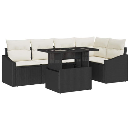 Conjunto de Sofá de Jardim 6 pcs Preto e Creme 100 x 55 x 73 cm