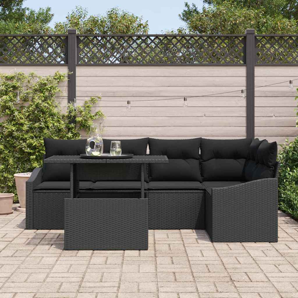 Conjunto de Sofá de Jardim 6 pcs Preto 100 x 55 x 73 cm