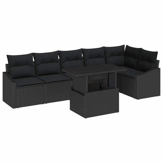 Conjunto de Sofá de Jardim 7 pcs Preto 100 x 55 x 73 cm