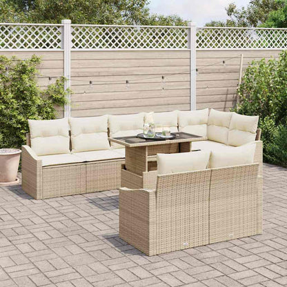 Conjunto de Sofá de Jardim 9 pcs Bege e Creme 100 x 55 x 73 cm