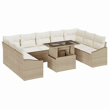 Conjunto de Sofá de Jardim 10 pcs Bege e Creme 100 x 55 x 73 cm