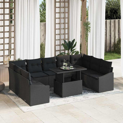 Conjunto de Sofá de Jardim 10 pcs Preto 100 x 55 x 73 cm