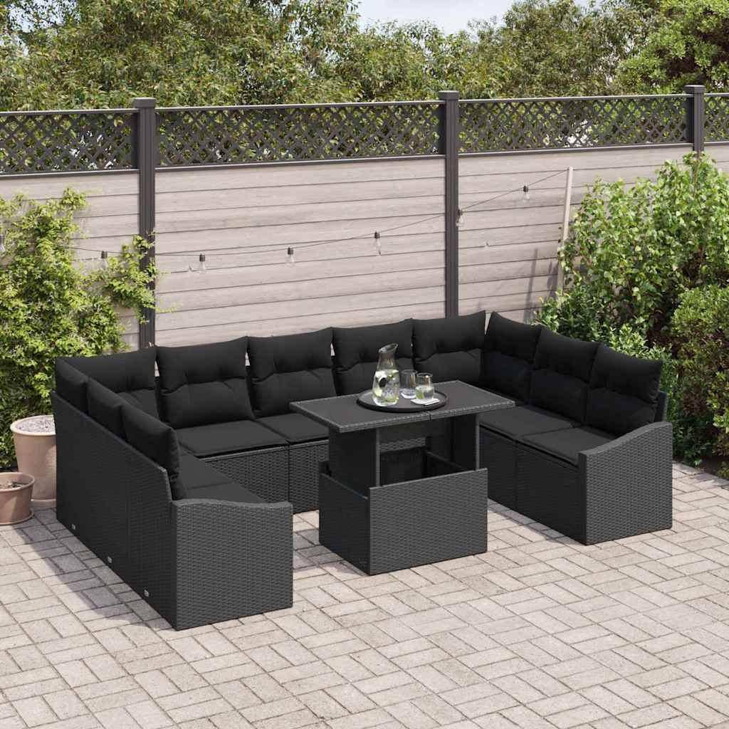 Conjunto de Sofá de Jardim 10 pcs Preto 100 x 55 x 73 cm