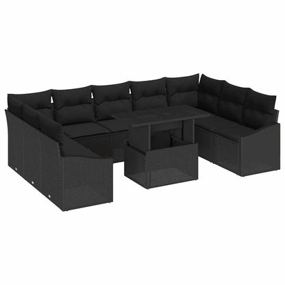 Conjunto de Sofá de Jardim 10 pcs Preto 100 x 55 x 73 cm