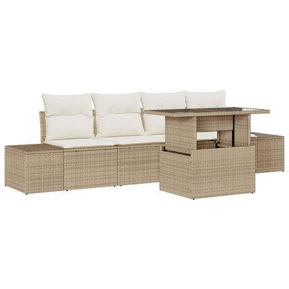 Conjunto de Sofá de Jardim 5 pcs Bege e Creme 100 x 55 x 73 cm