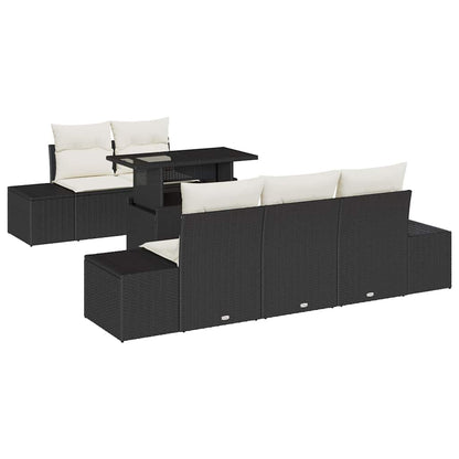 Conjunto de Sofá de Jardim 6 pcs Preto e Creme 100 x 55 x 73 cm