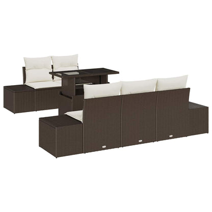 Conjunto de Sofá de Jardim com almofada 6 pcs Marrom e Creme