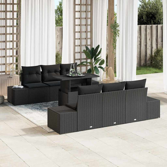 Conjunto de Sofá de Jardim 7 pcs Preto 100 x 55 x 73 cm