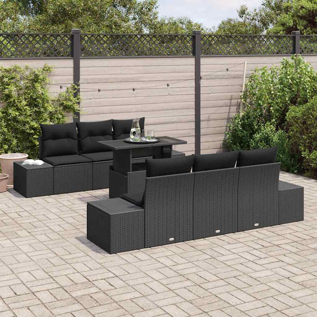 Conjunto de Sofá de Jardim 7 pcs Preto 100 x 55 x 73 cm