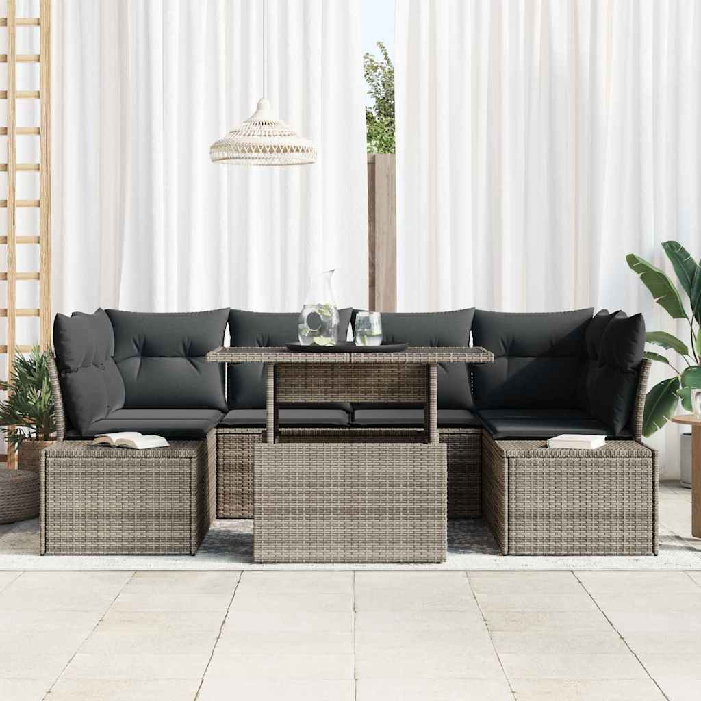 Conjunto de Sofá de Jardim 7 pcs Cinzeto 100 x 55 x 73 cm