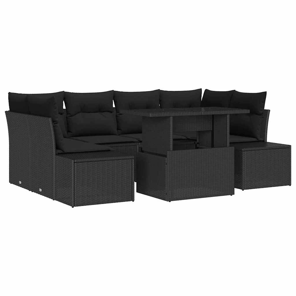 Conjunto de Sofá de Jardim 7 pcs Preto 100 x 55 x 73 cm