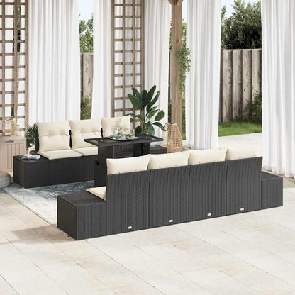 Conjunto de Sofá de Jardim 8 pcs Preto e Creme 100 x 55 x 73 cm