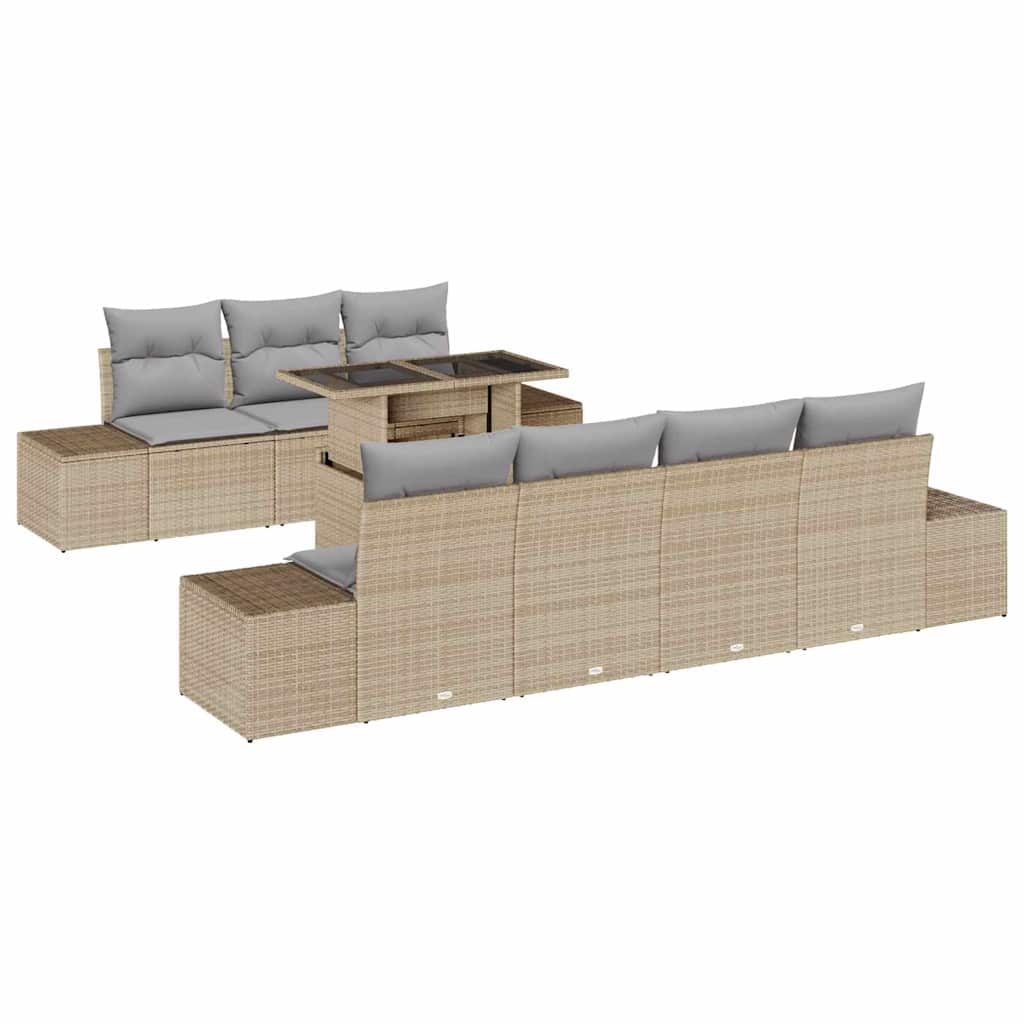 Conjunto de Sofá de Jardim 8 pcs Bege e Cinza Claro