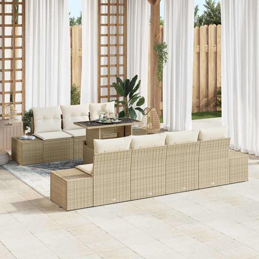 Conjunto de Sofá de Jardim 8 pcs Bege e Creme 100 x 55 x 73 cm