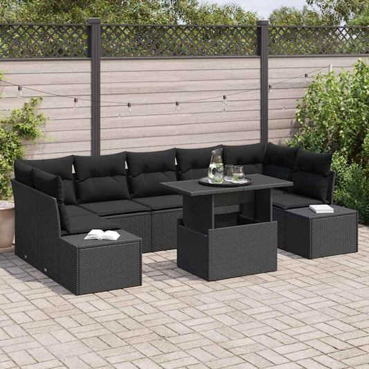 Conjunto de Sofá de Jardim 8 pcs Preto 100 x 55 x 73 cm