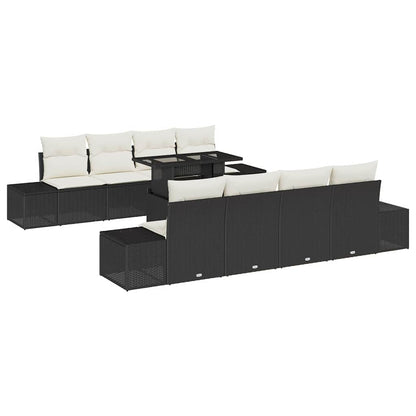 Conjunto de Sofá de Jardim 7 pcs Preto e Creme 100 x 55 x 73 cm