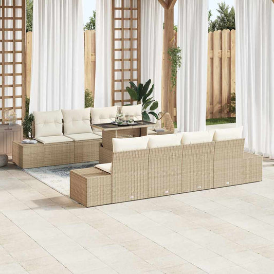 Conjunto de Sofá de Jardim 7 pcs Bege e Creme 100 x 55 x 73 cm