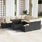 Conjunto de Sofá de Jardim 9 pcs Preto e Creme 100 x 55 x 73 cm