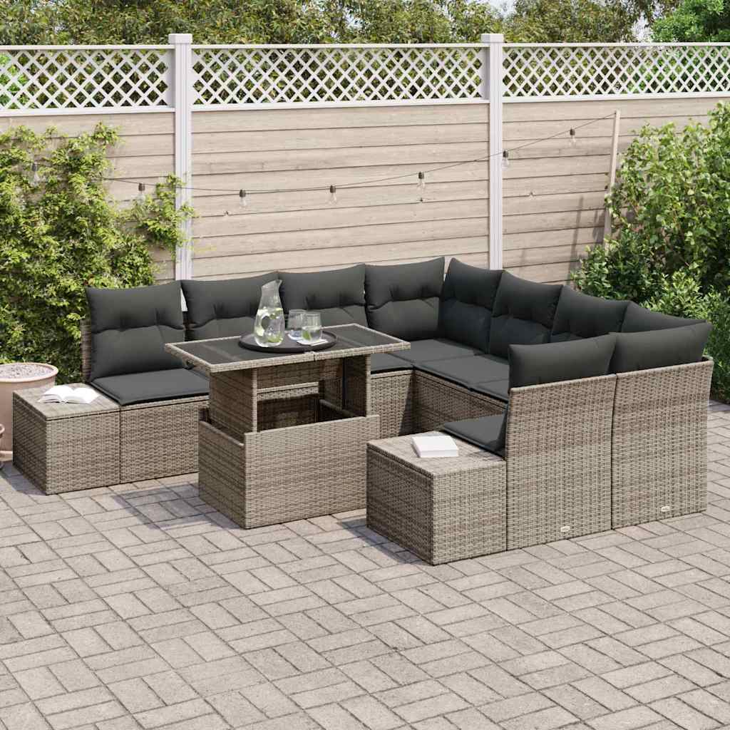 Conjunto de Sofá de Jardim 9 pcs Cinzeto 100 x 55 x 73 cm