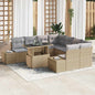 Conjunto de Sofá de Jardim 9 pcs Bege e Cinza Claro