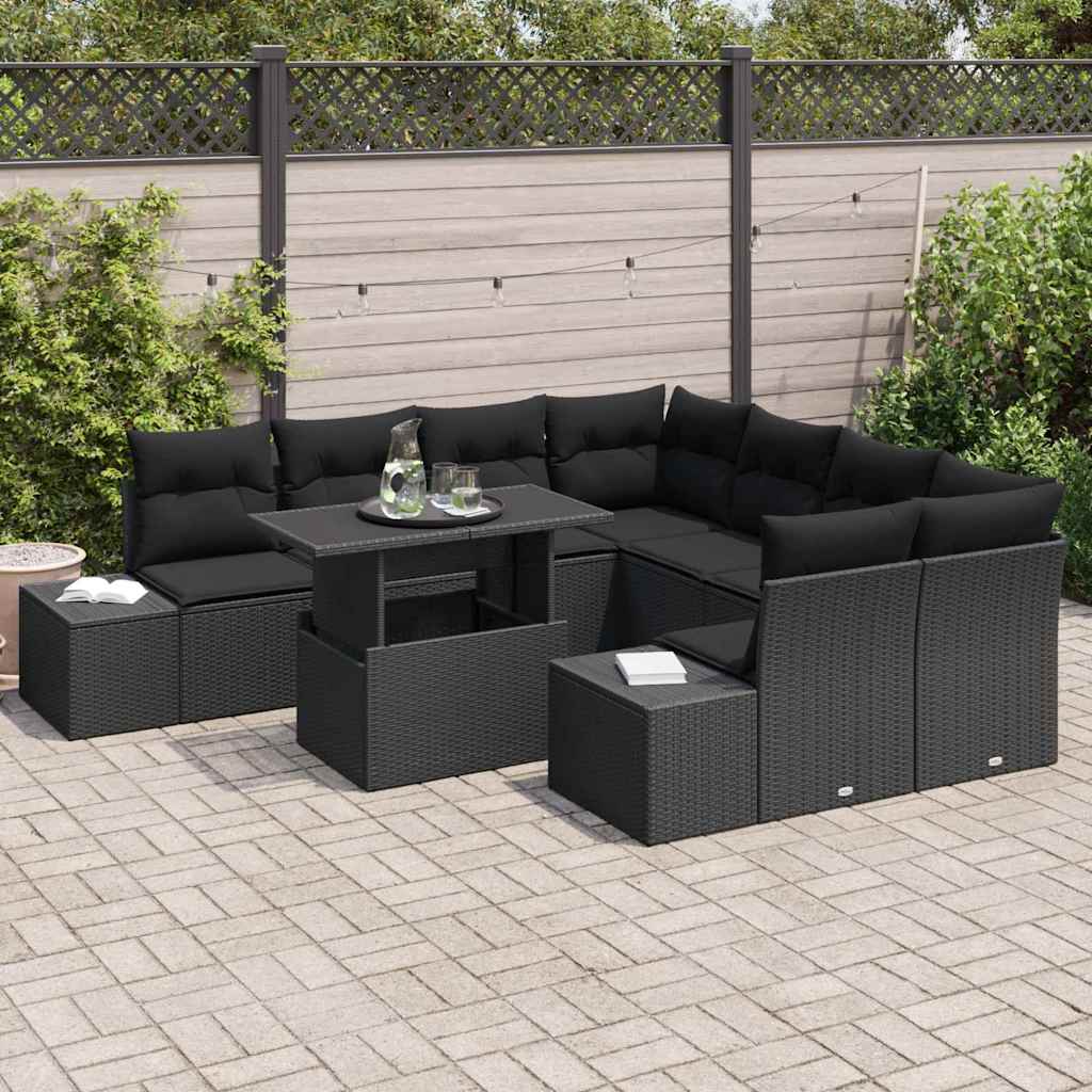 Conjunto de Sofá de Jardim 9 pcs Preto 100 x 55 x 73 cm
