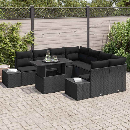 Conjunto de Sofá de Jardim 9 pcs Preto 100 x 55 x 73 cm