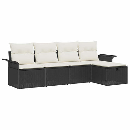 Conjunto de Sofá de Jardim 5 pcs Preto e creme Rattan Sintético