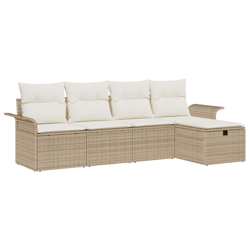 Conjunto de Sofá de Jardim 5 pcs bege e creme 251 x 117 x 85 cm