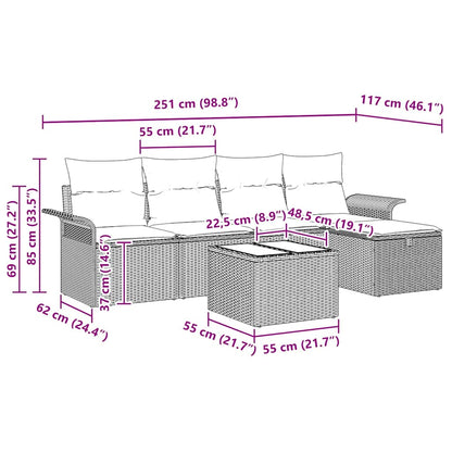 Conjunto de Sofá de Jardim 6 pcs bege e cinzento claro