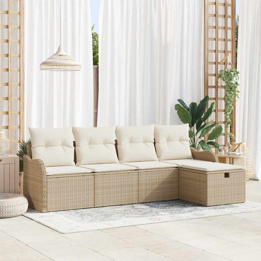Conjunto de Sofá de Jardim 5 pcs bege e creme 231 x 117 x 85 cm