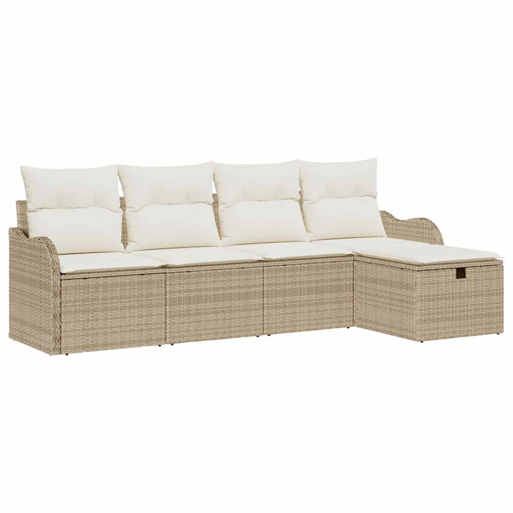 Conjunto de Sofá de Jardim 5 pcs bege e creme 231 x 117 x 85 cm