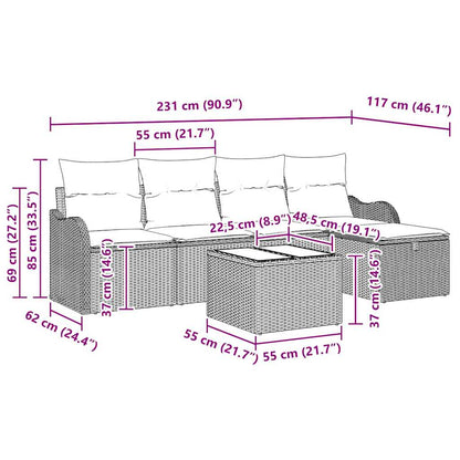 Conjunto de Sofá de Jardim 6 pcs bege e creme Rattan Sintético
